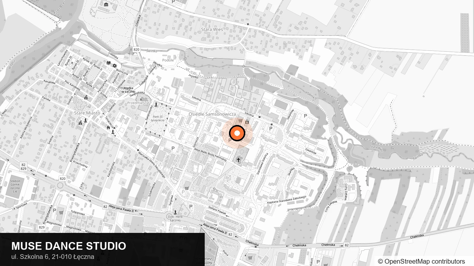 Mapa dojazdu do MUSE Dance Studio, ul. Szkolna 6, 21-010 Łęczna